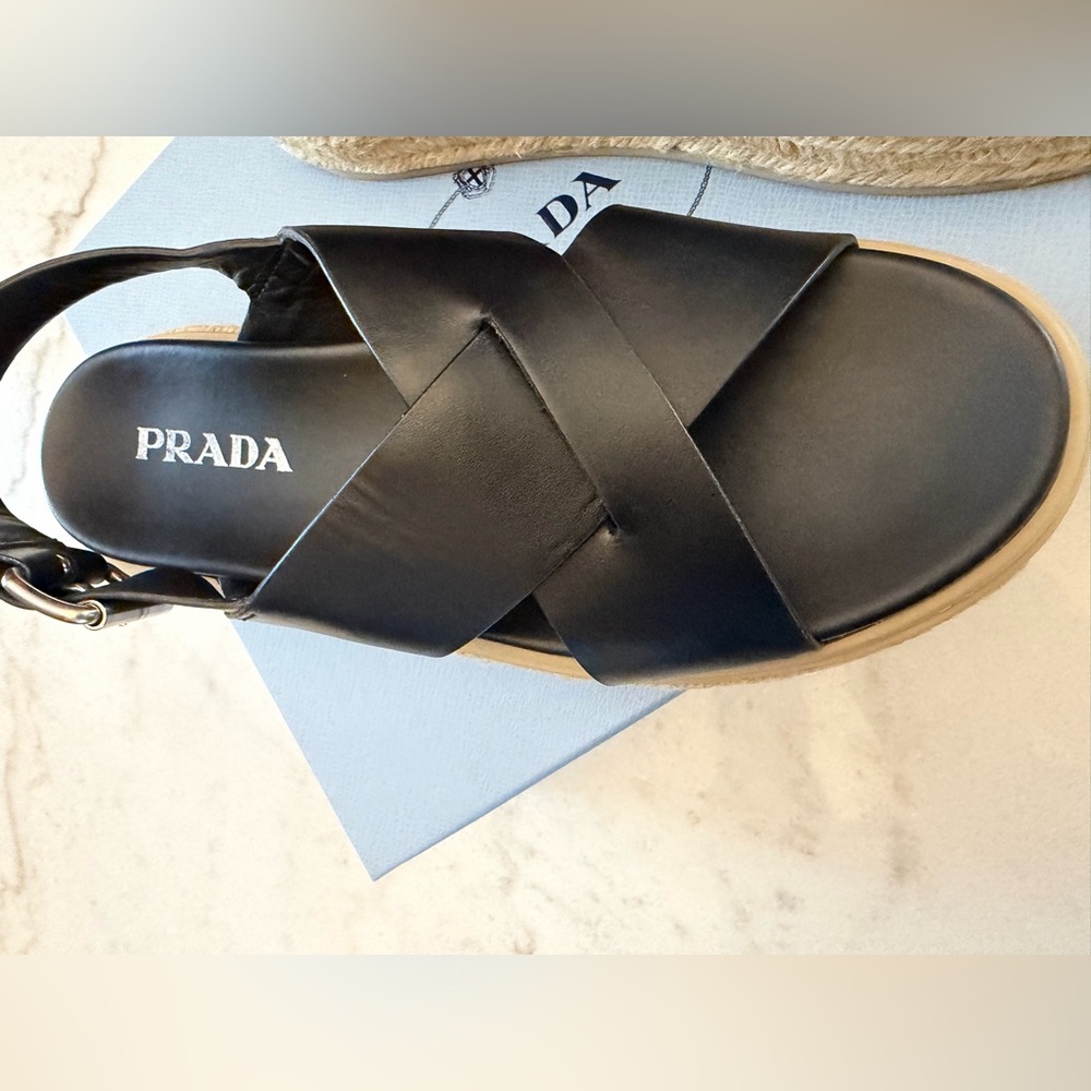 Black leather Platform Sandals - Picture 4 of 8